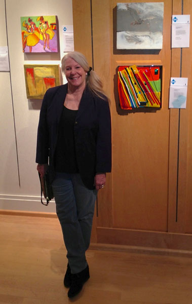 Mears at OVAC 12 x 12 with her contribution, "Mirror Man"