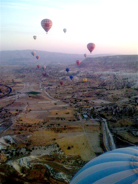 Cappadocia, Turkey, by balloon at sunrise.