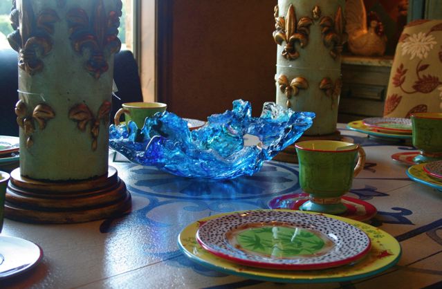 Kiln formed glass sculpture titled "Ocean Ice"