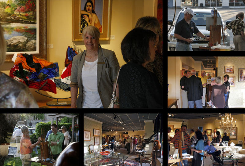 Painting with the artists. A photo montage.