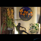 Calla Lillies Gold edged ceramic platter titled "Calla Lillies"