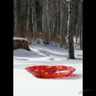 Red Zen Bowl Kiln formed red glass bowl titled "Red Zen Bown"