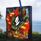 The Shopper Outdoor kiln formed glass sculpture titled "The Shopper" in St. Croix, U.S. Virgin Islands