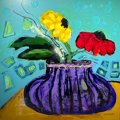 Abstract floral painting titled "Date Night"