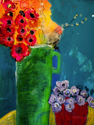 Abstract floral painting titled "Ready to Dance"