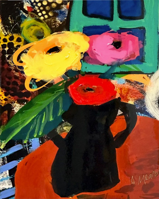 Abstract floral painting titled "Tabletop Bouquet"