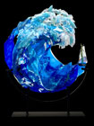 Kiln formed glass sculptuere titled "Sail Away"